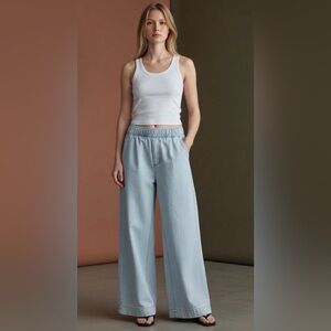 Gap NWT Mid Rise UltraSoft Pleated Easy Baggy wide leg Jeans size XL